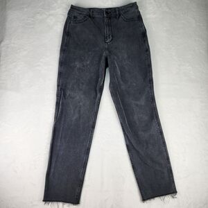 Hollister Mom Jean Womens Sz 3 26 Waist Ultra-High Rise Denim Black Raw Hem